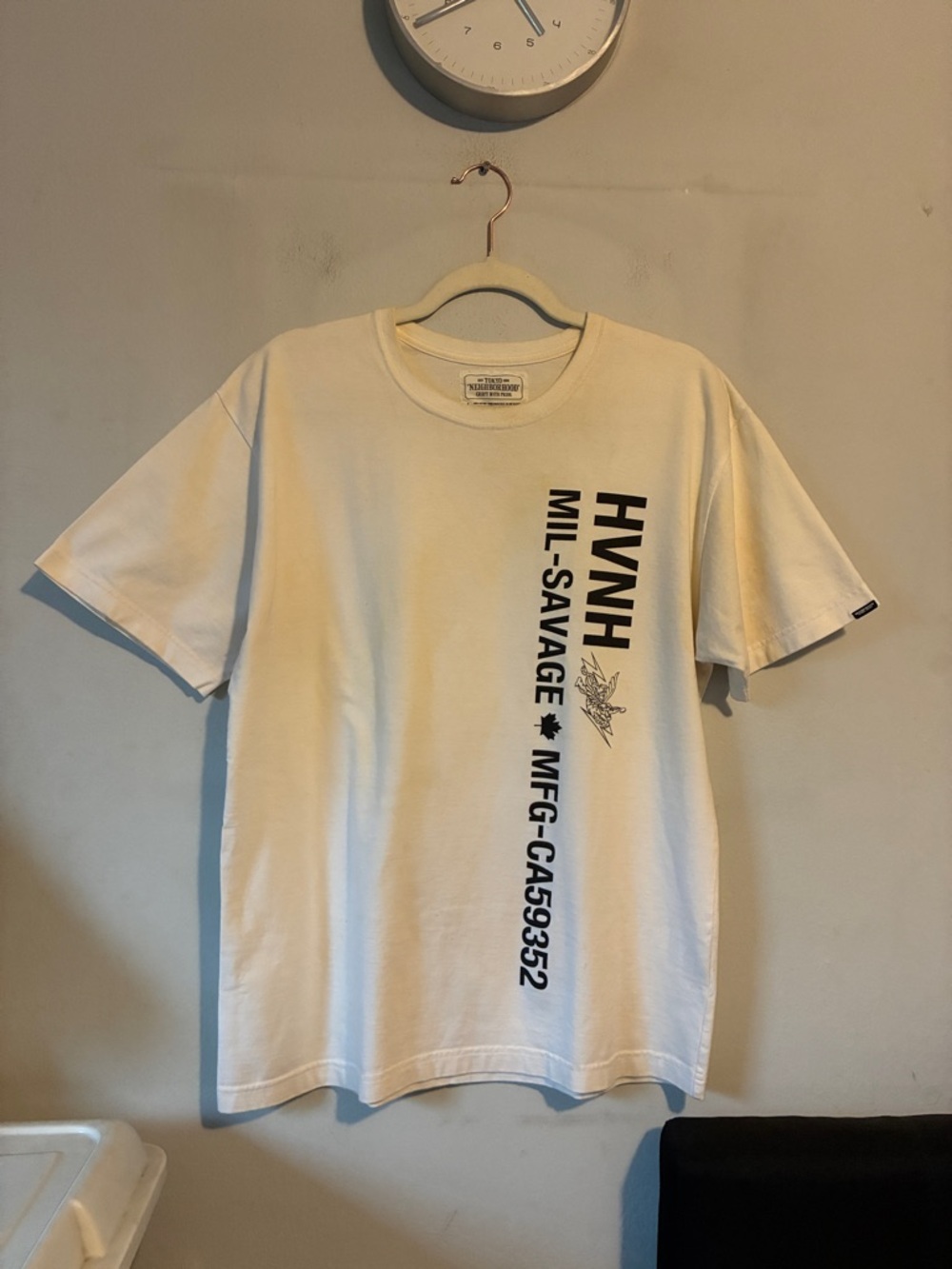 Neighborhood x Haven Cream HVNH Mil-Savage Vertical Logo Short Sleeve Tee